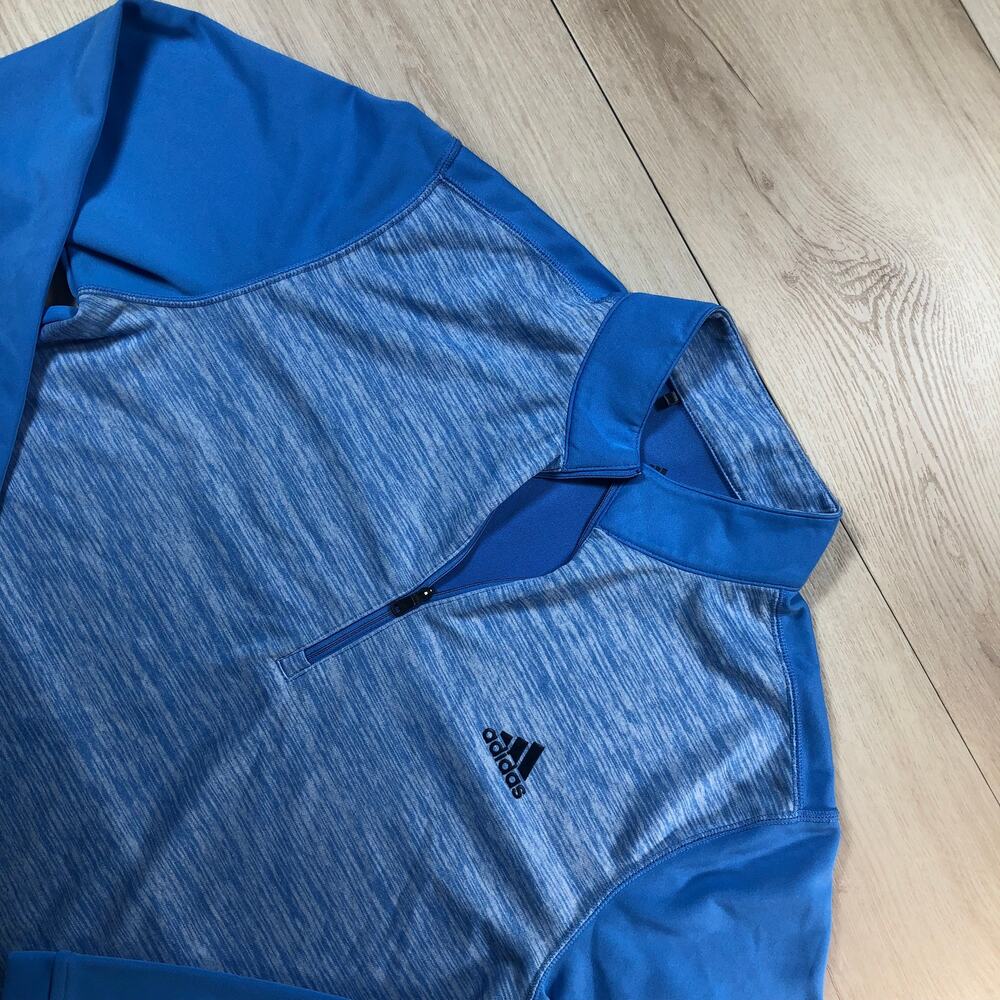 Adidas Golf 1/4 Zip Pullover Mens Blue Heathered Sweater S [0041]